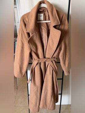 Abercrombie Camel Color Wool Blend Blanket Wrap Coat Size Large